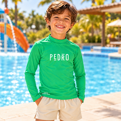 Camisa UV Verde Personalizada - De 0 a 16 Anos