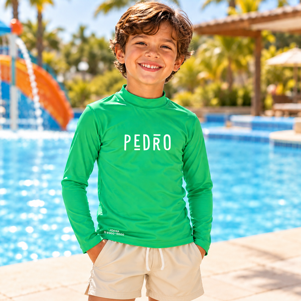 Camisa UV Verde Personalizada - De 0 a 16 Anos