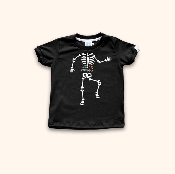 Camisa Infantil Personalizada Halloween - Esqueleto