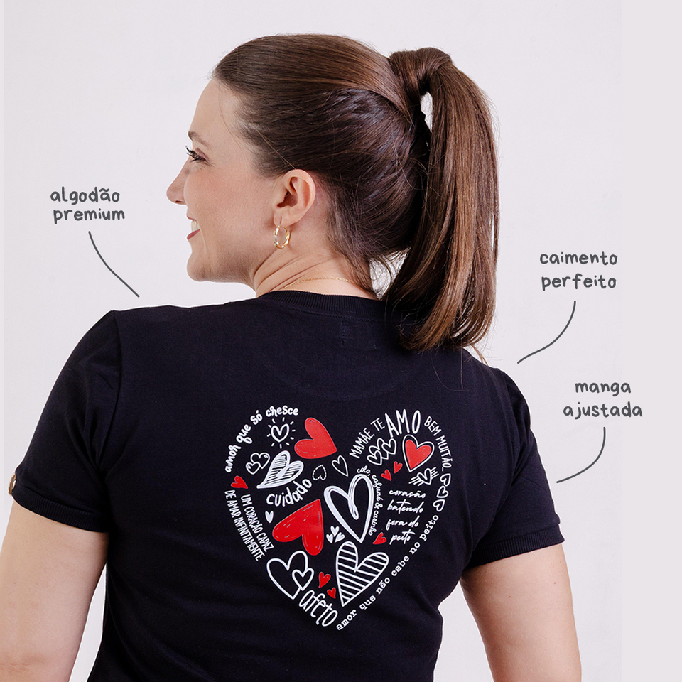 Camisa Feminina Personalizada - Coração | Dia das Mães