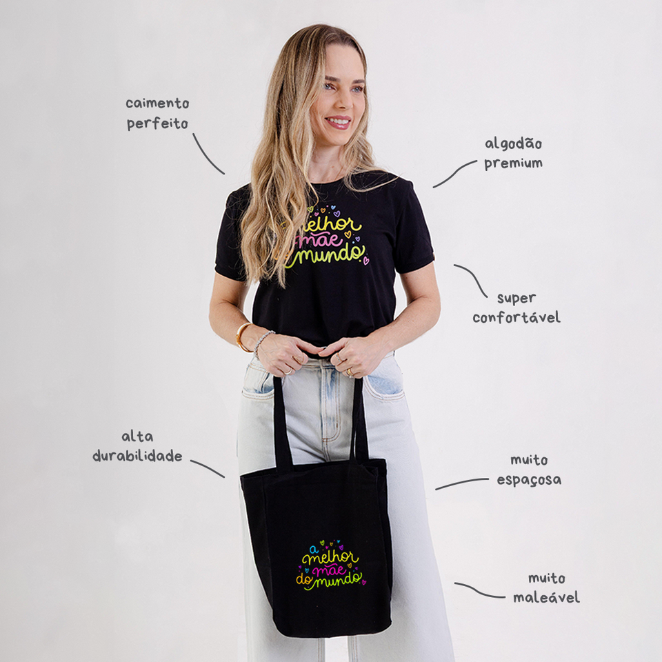 Ecobag Preta - A melhor Mãe do Mundo