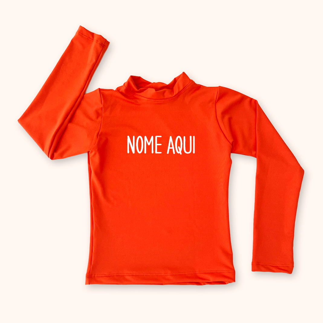 Camisa UV Laranja Personalizada - De 0 a 16 anos
