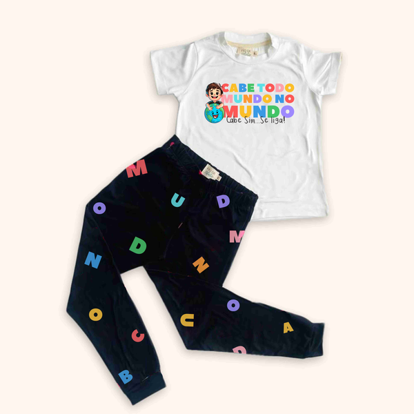 Pijama Infantil Cabe Todo Mundo no Mundo - Mascotinho