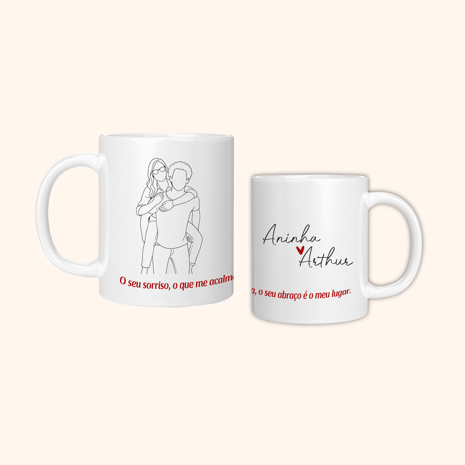Kit Conforto Line Art - 2 Camisas + 2 Canecas