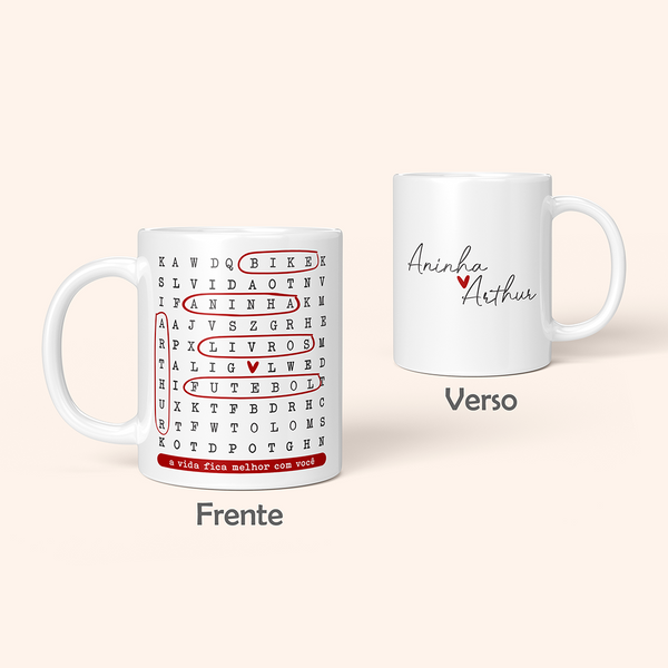 Caneca Caça-Palavra Casal | Dia dos Namorados