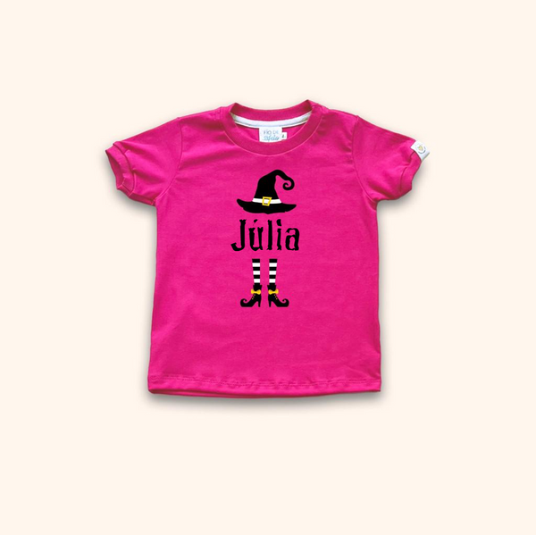 Camisa Infantil Personalizada Halloween - Bruxinha Rosa