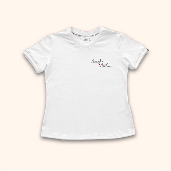 Camisa Adulto Personalizada Com os Nomes do Casal