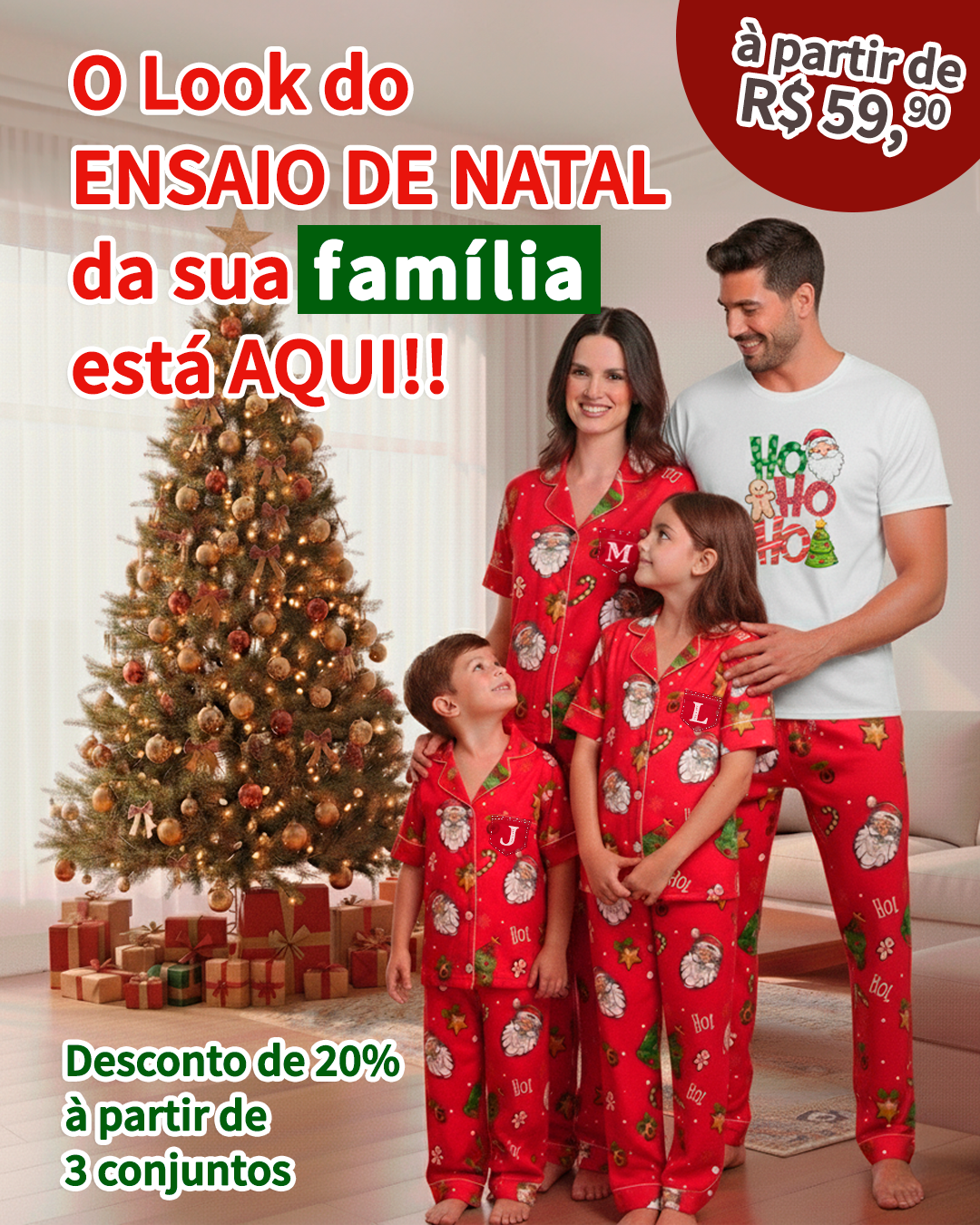 Camisa de Pijama ADULTO Inglês de Natal