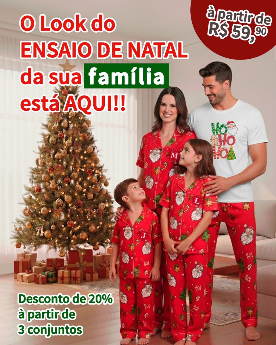 Calça de Pijama INFANTIL de Natal - Papai Noel