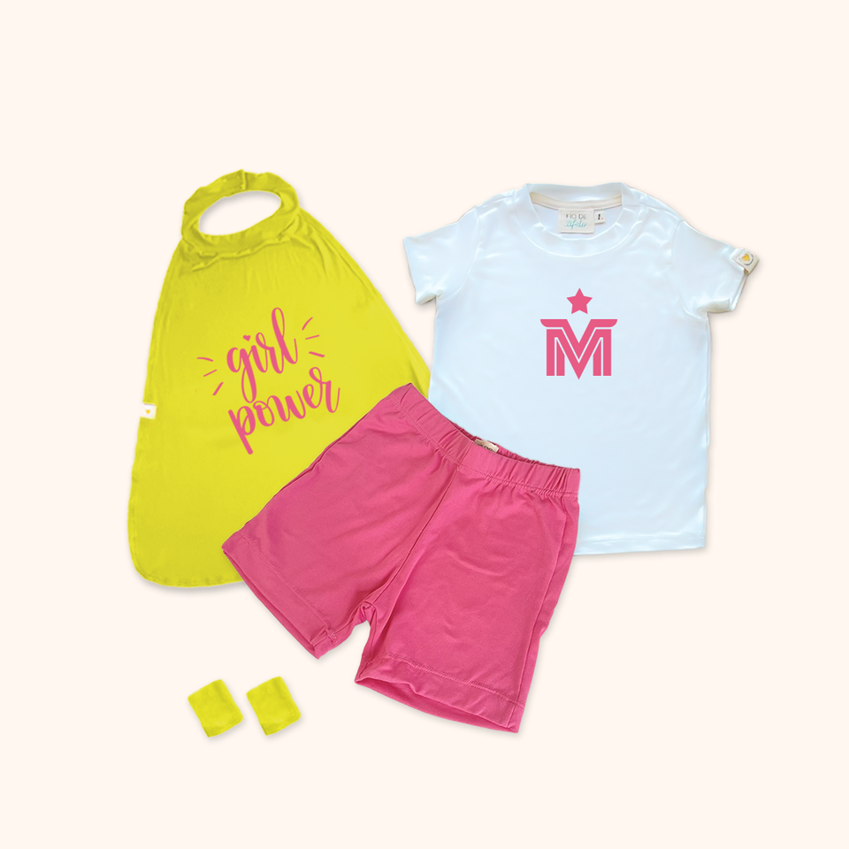 Kit Pijama Infantil + Capa + Munhequeira  - Girl Power | Com Nome