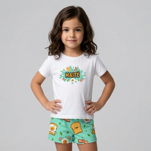 Pijama Infantil Básico - Ovos e Bacon