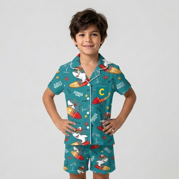 Pijama Infantil Inglês - Tubarão