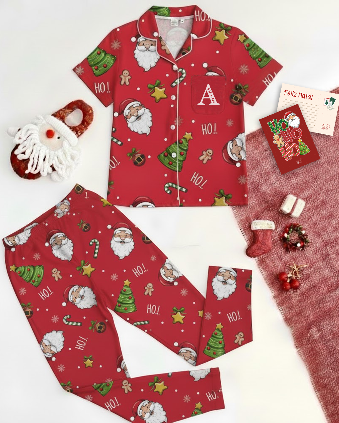 Camisa de Pijama Infantil Inglês de Natal