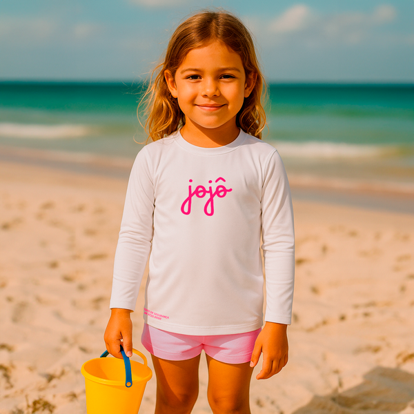 Camisa UV Branca Personalizada - De 0 a 16 Anos