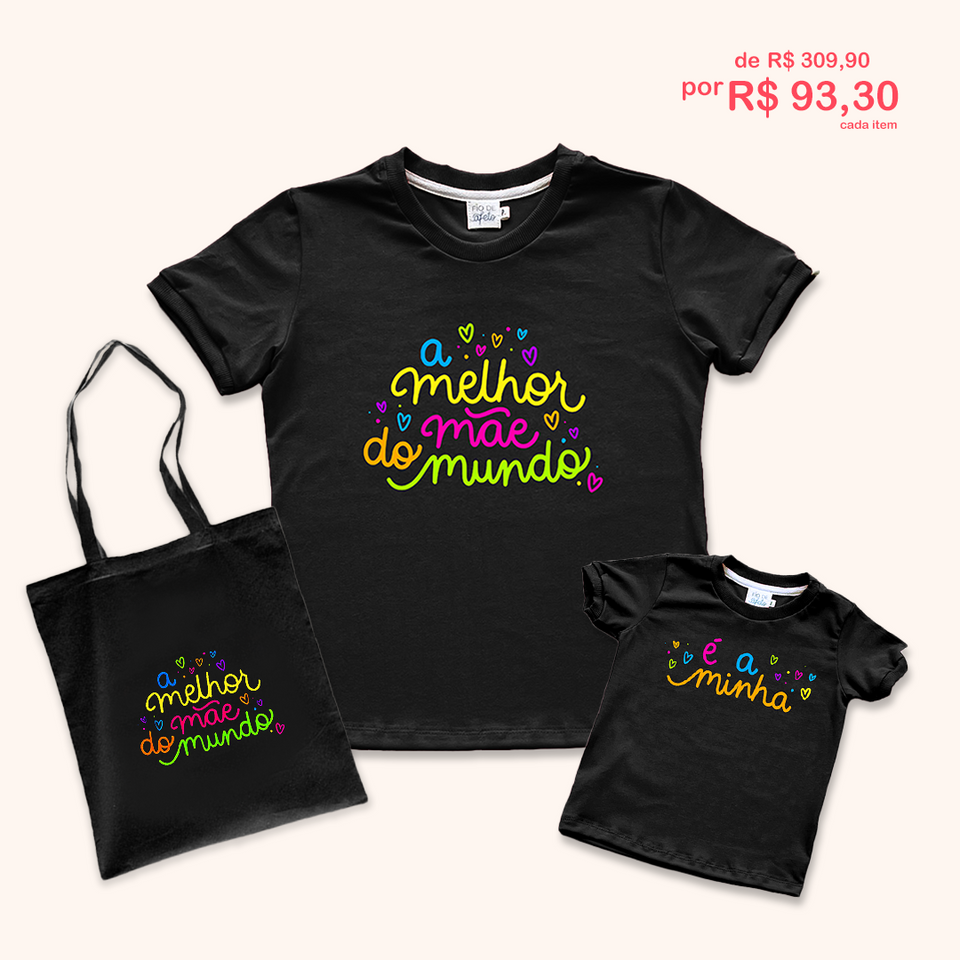 Kit A Melhor Mãe do Mundo - Mãe e Filho(a) + Ecobag