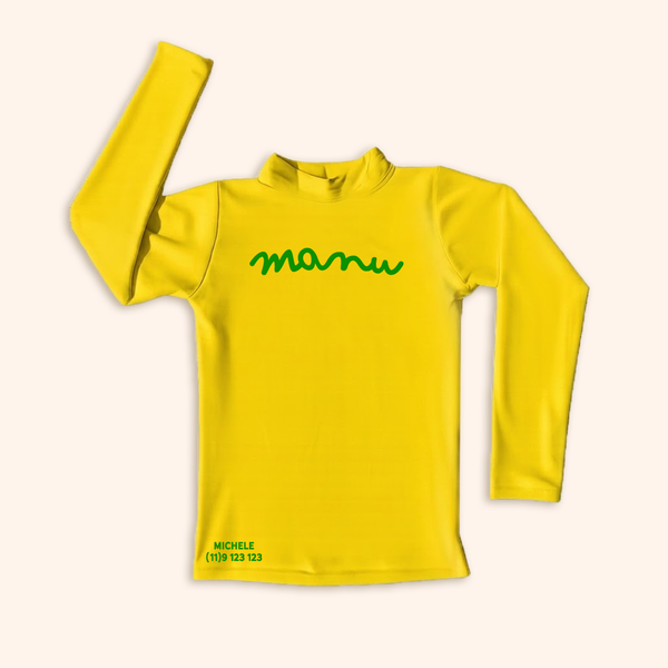 Camisa UV Amarela Personalizada - De 0 a 16 Anos
