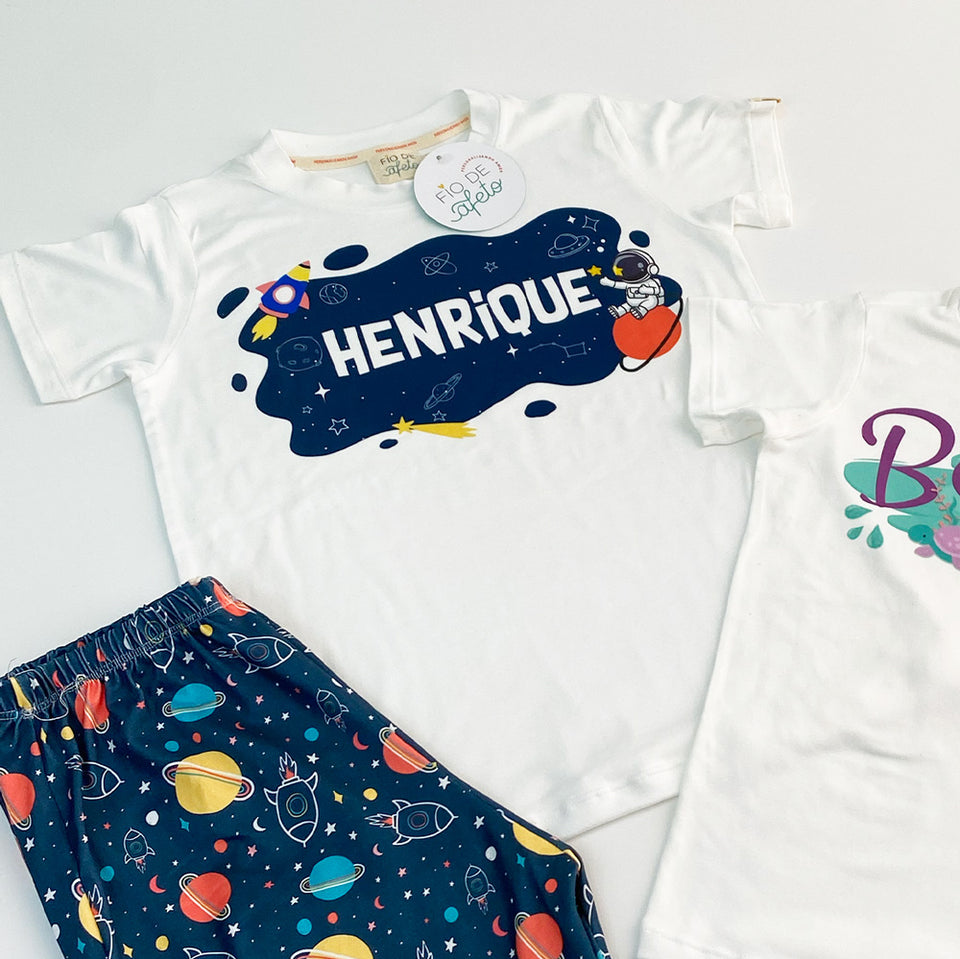 Pijama Infantil Personalizado com Nome - Astronauta