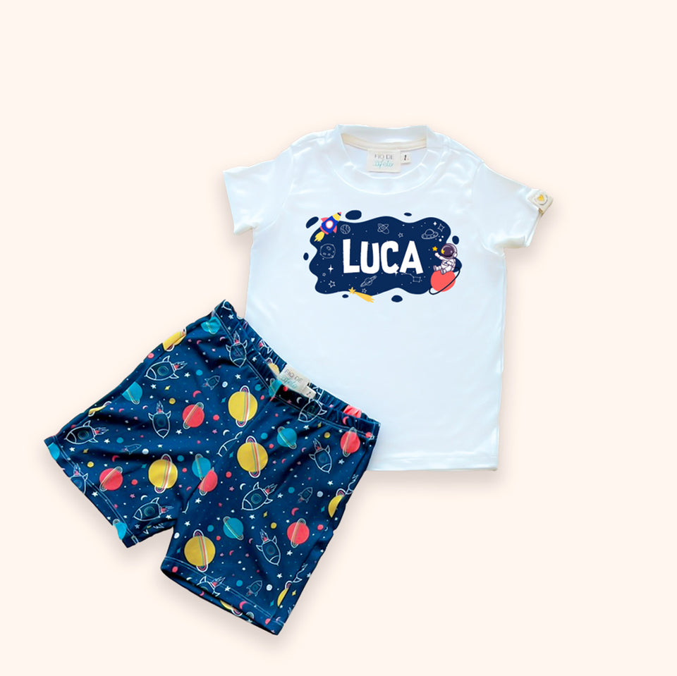 Pijama Infantil Personalizado com Nome - Astronauta