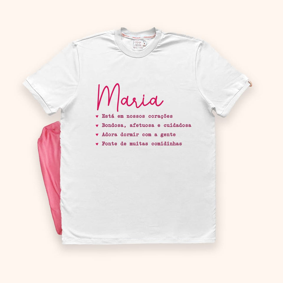 Pijama Personalizado com Camisa e Calça Rosa - Características