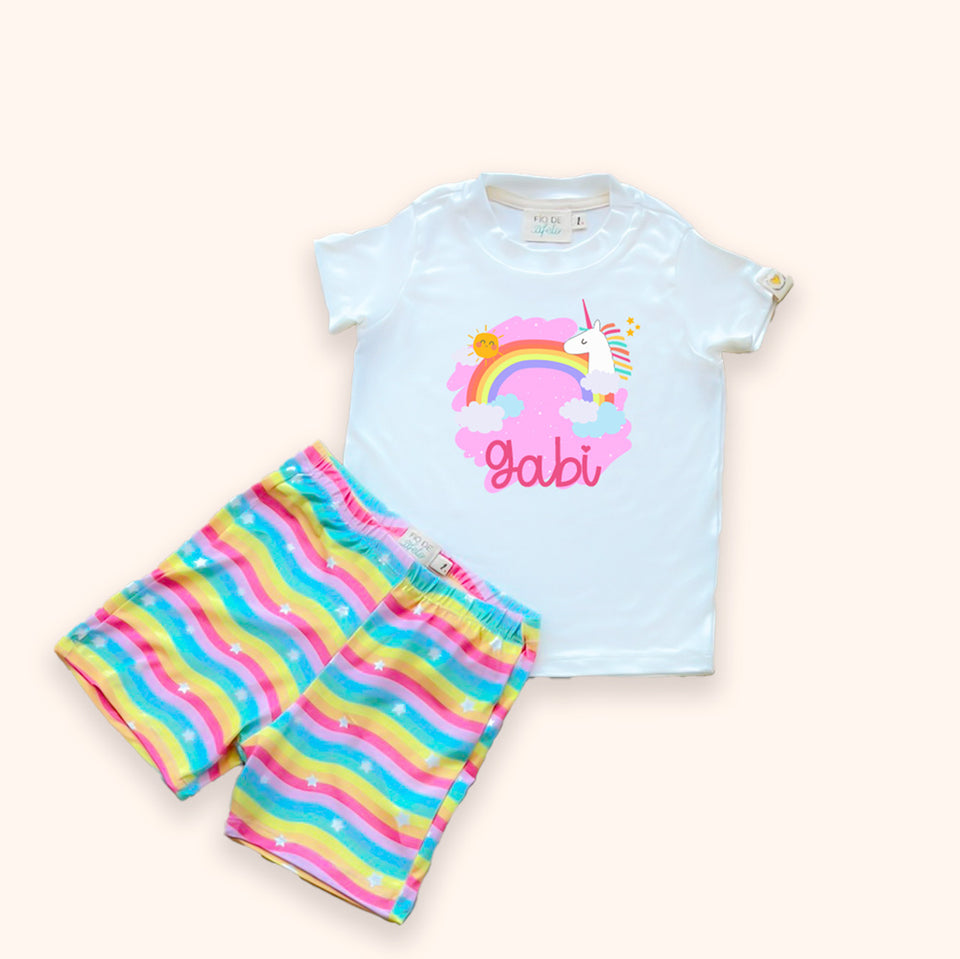 Pijama Infantil Personalizado com Nome - Unicórnio