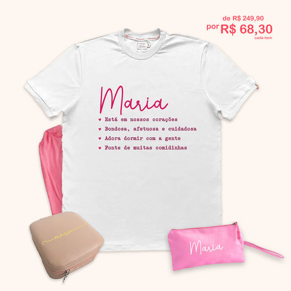 Kit Ternura (rosa) - Pijama + Estojo + Porta Joia