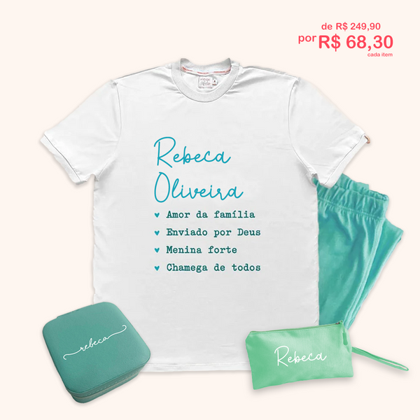 Kit Ternura (verde) - Pijama Adulto + Estojo + Porta Joia
