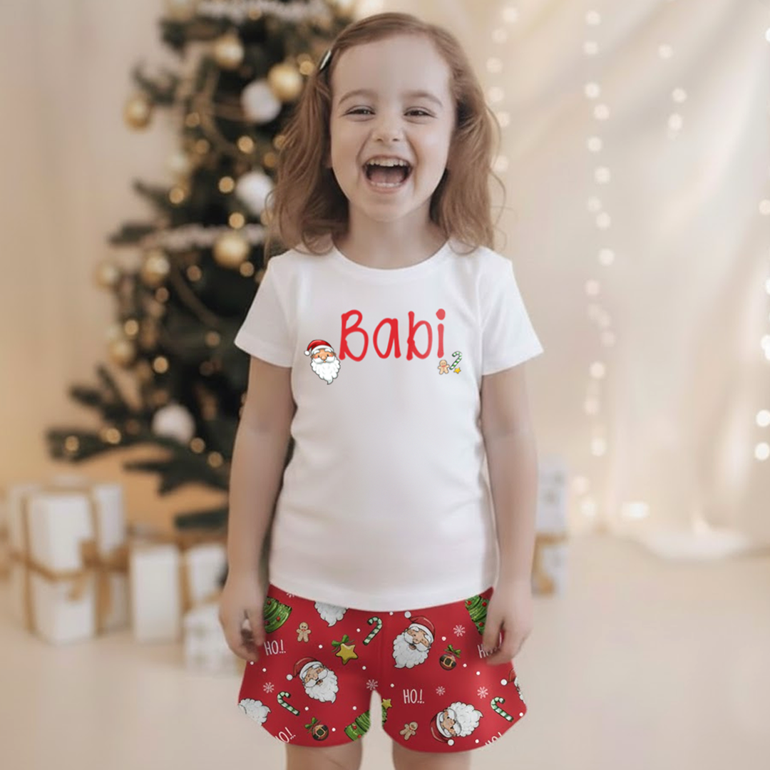 Camisa de Pijama INFANTIL Personalizada de Natal - Com Nome | SALDÃO