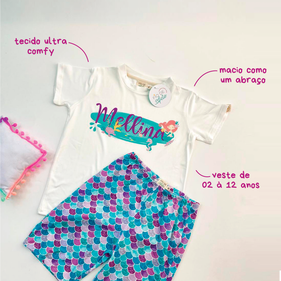 Pijama Infantil Personalizado com Nome - Unicórnio