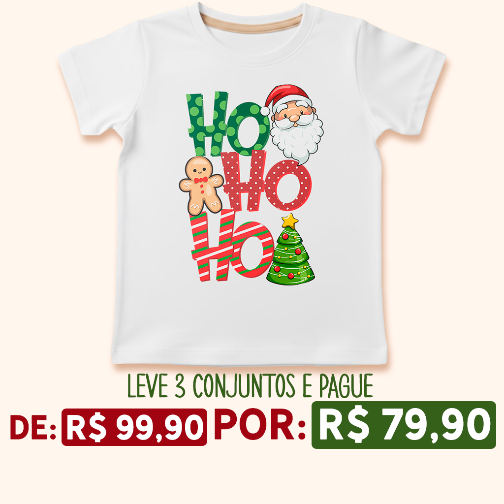 Camisa de Pijama ADULTO Básico de Natal - HoHoHo