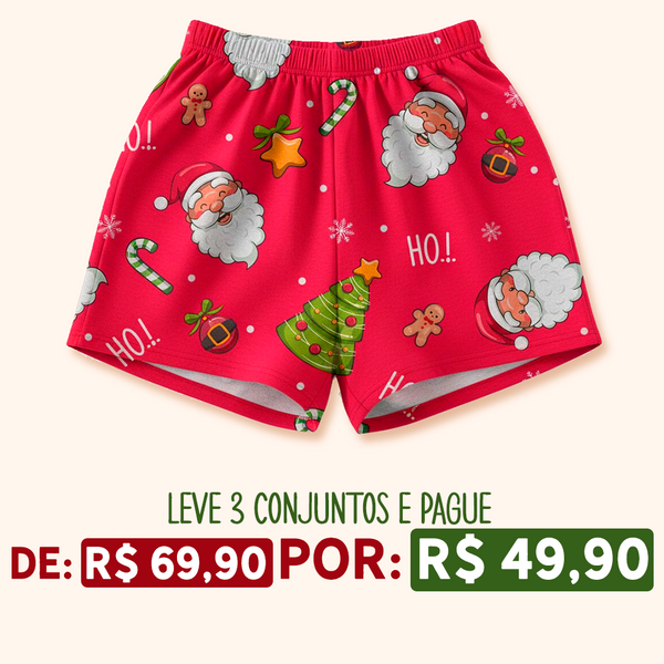 Shorts de Pijama ADULTO Natal - Papai Noel