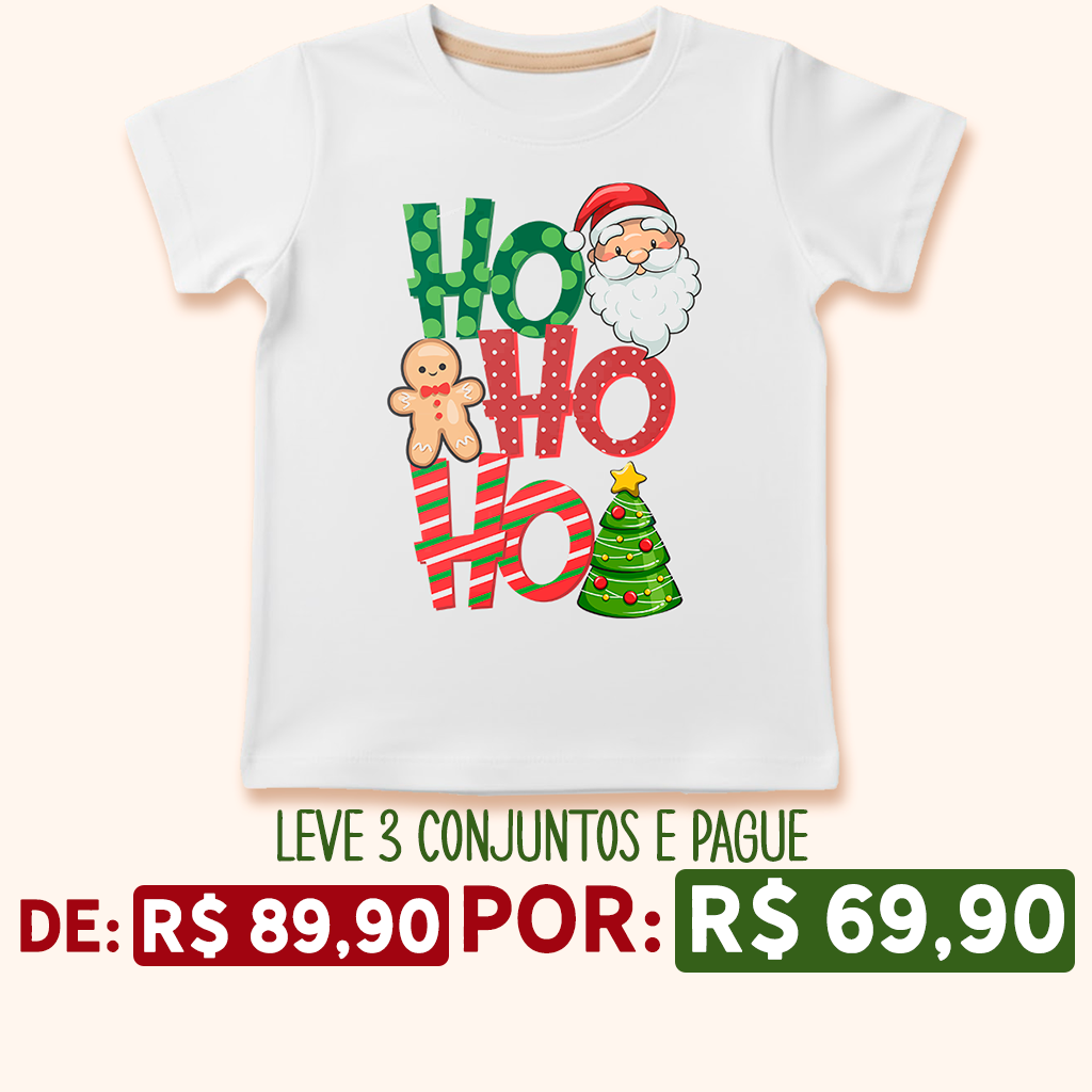 Camisa de Pijama INFANTIL Básica de Natal - HoHoHo