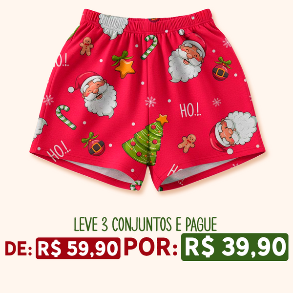 Shorts de Pijama INFANTIL Natal - Papai Noel