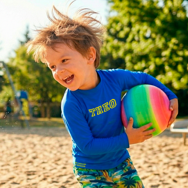 Camisa UV Azul Royal Personalizada - De 0 a 16 Anos