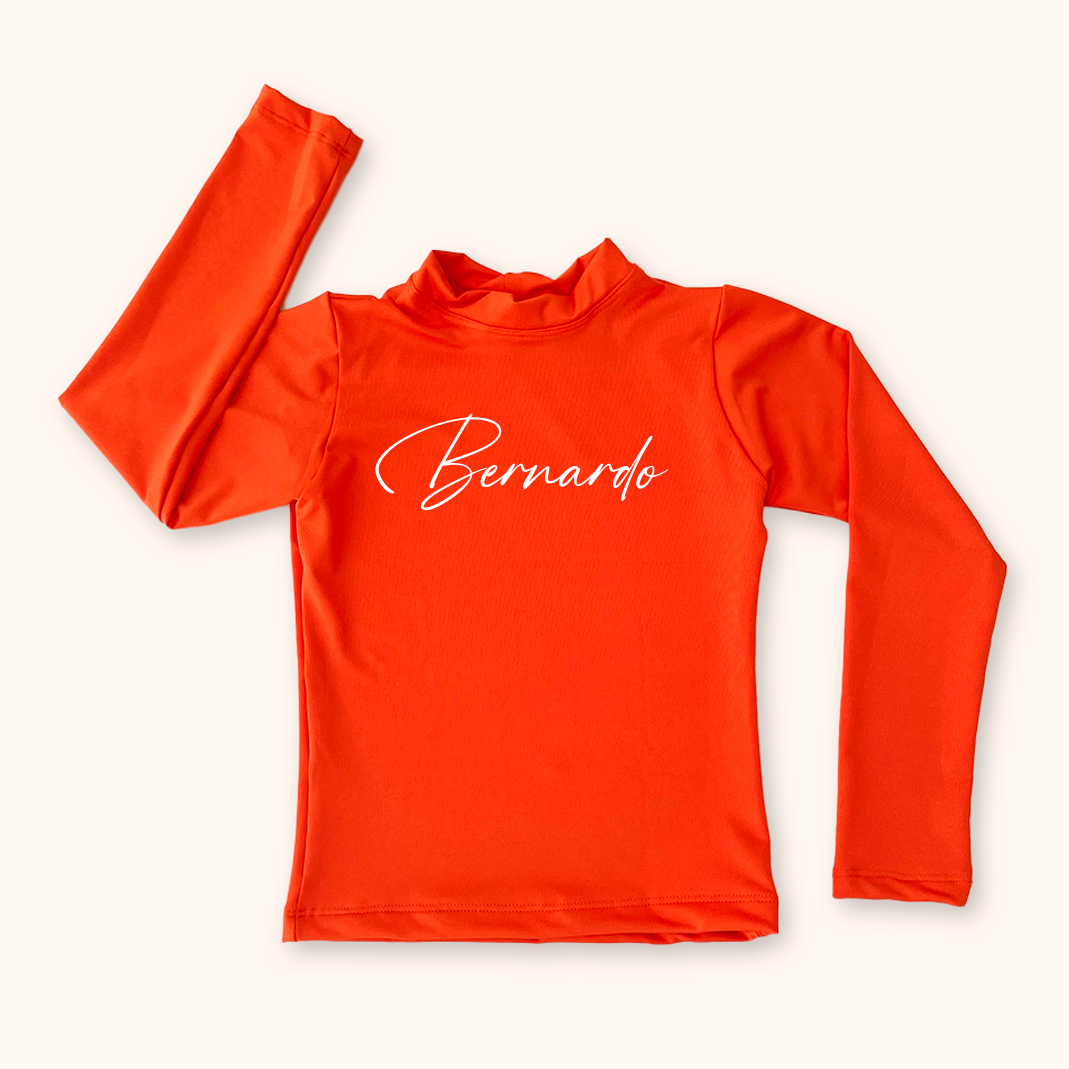 Camisa UV Laranja Personalizada - De 0 a 16 anos