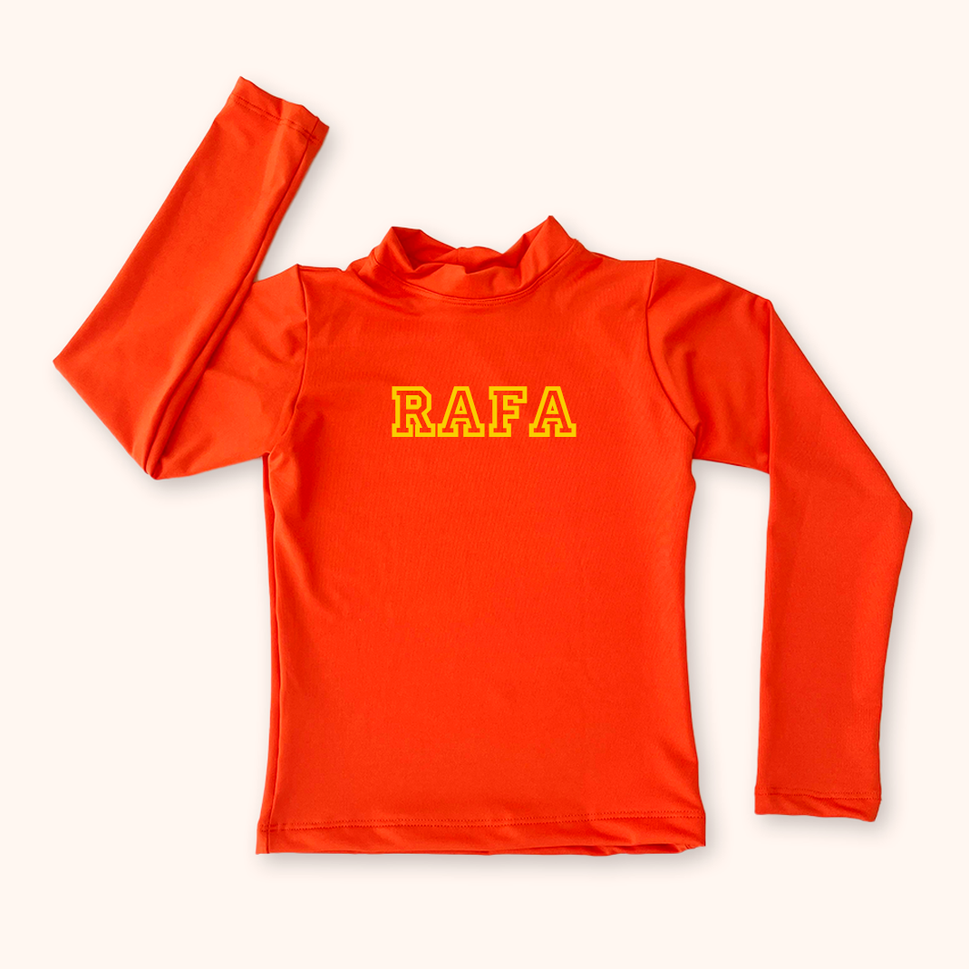 Camisa UV Laranja Personalizada - De 0 a 16 anos