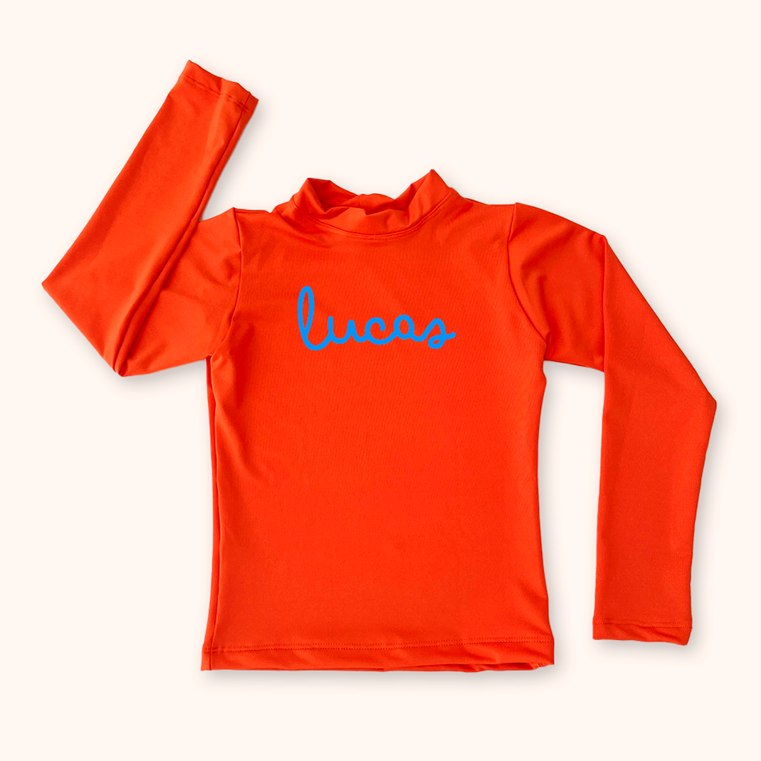 Camisa UV Laranja Personalizada - De 0 a 16 anos