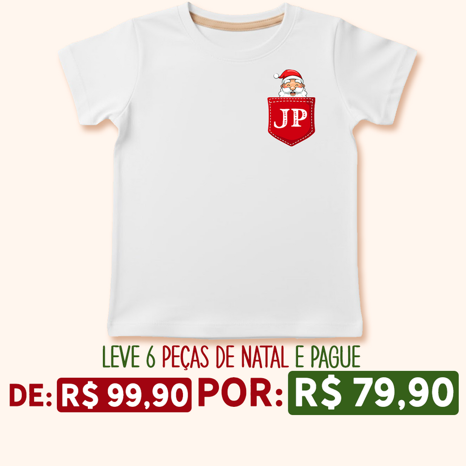 Camisa de Pijama INFANTIL Básica de Natal - Bolsinho