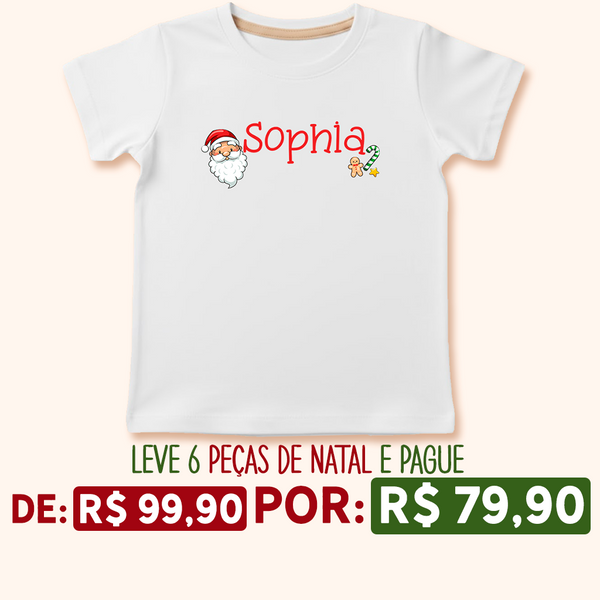 Camisa de Pijama INFANTIL Personalizada de Natal - Com Nome