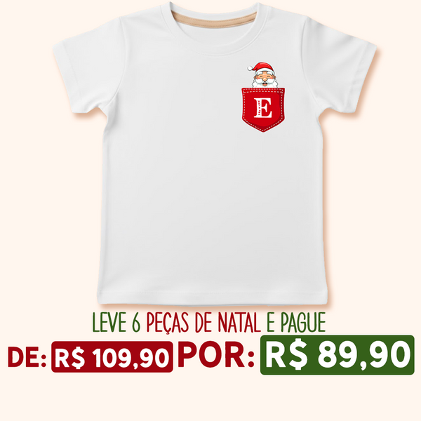 Camisa de Pijama ADULTO Básico de Natal - Bolsinho