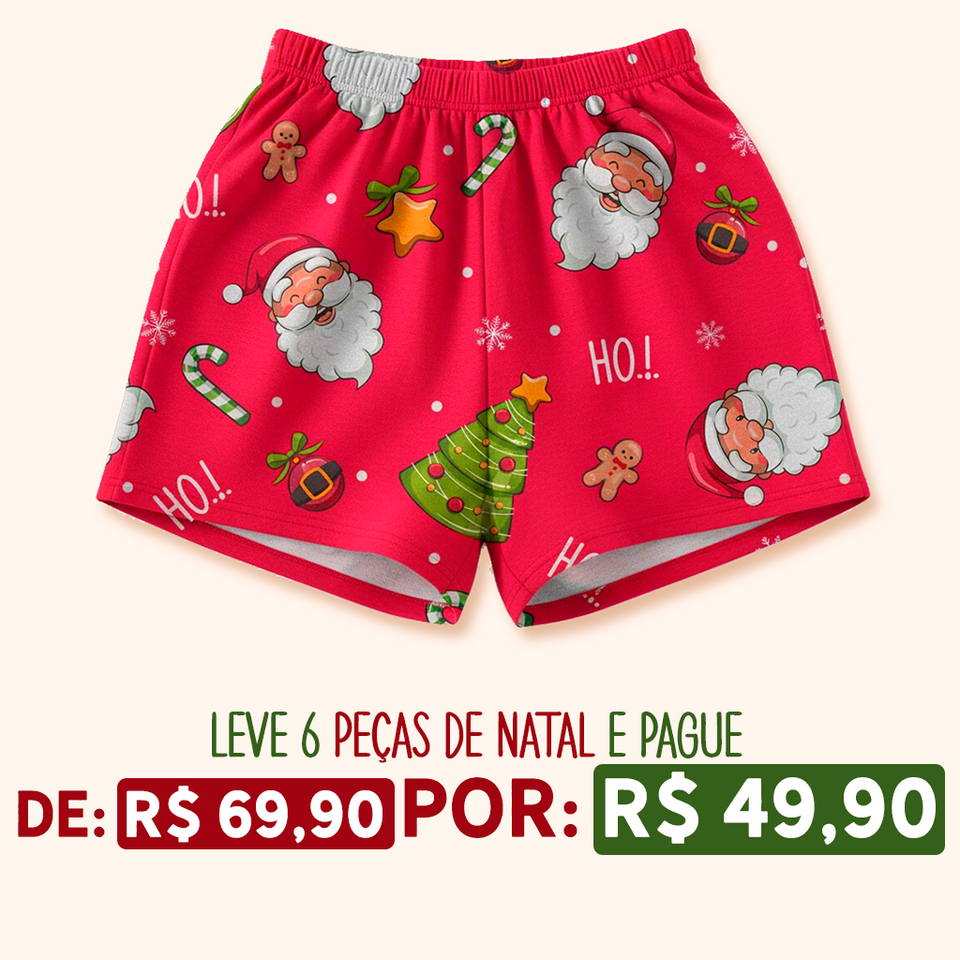 Shorts de Pijama ADULTO Natal - Papai Noel