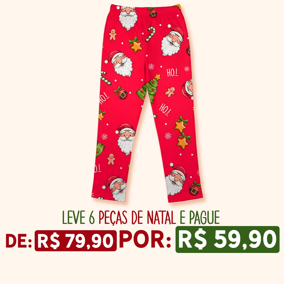 Calça de Pijama ADULTO de Natal - Papai Noel